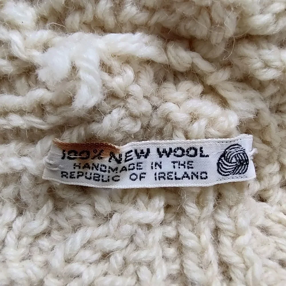 Vintage Hand Knit New Wool Irish Tam Beret Hat with Pom Pom